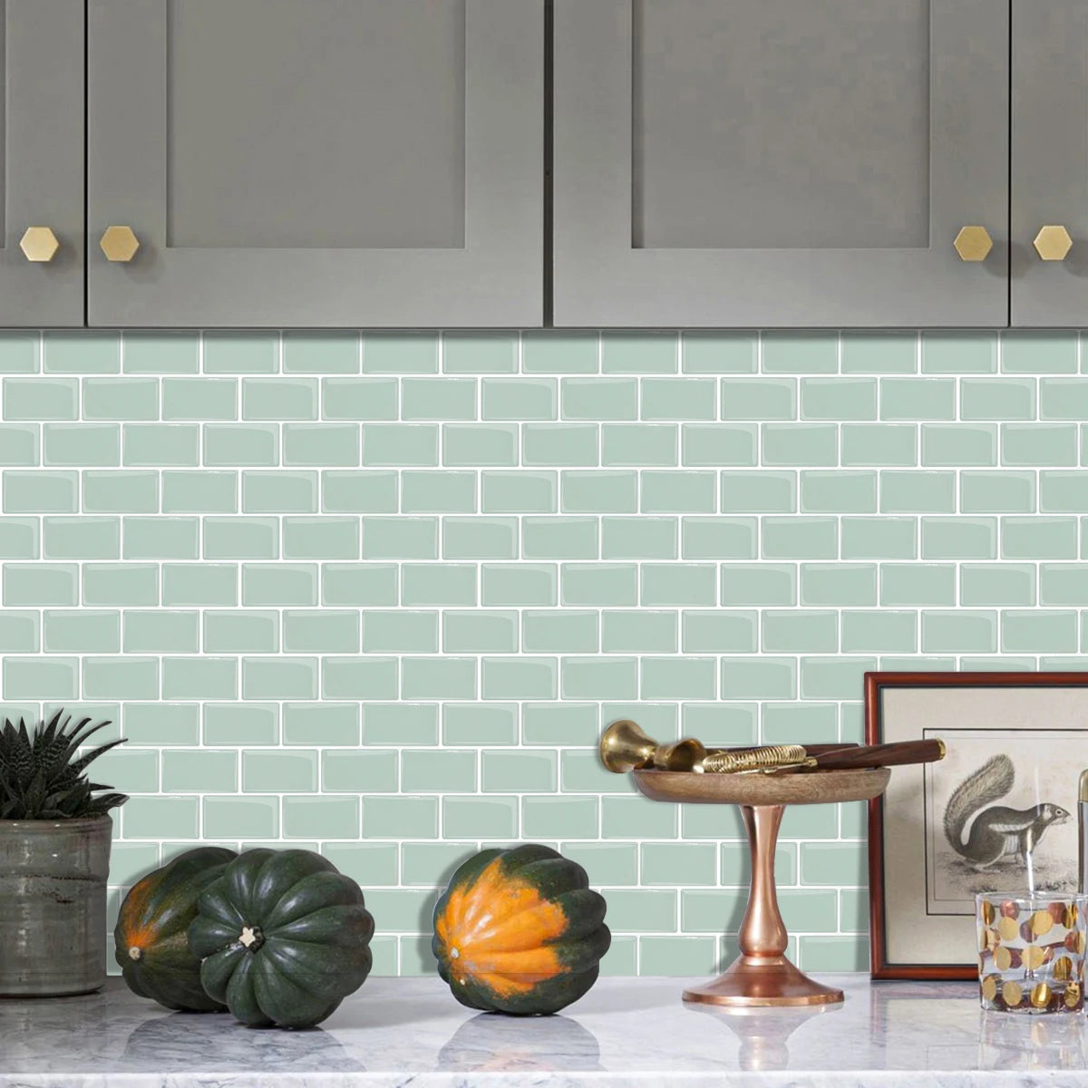 Premium 12x12 inch Kicthen Bathroom Backsplash Wall Stickers Self adhesive vinyl wallpaper shell and stick 3D Metro effect tiles