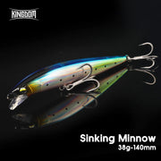 Kingdom Heavy Minnow Lure 140mm 38g Sinking Rolling Wobblers Artifical Hard Bait For Saltwater Seabass Pike Fishing Tackle