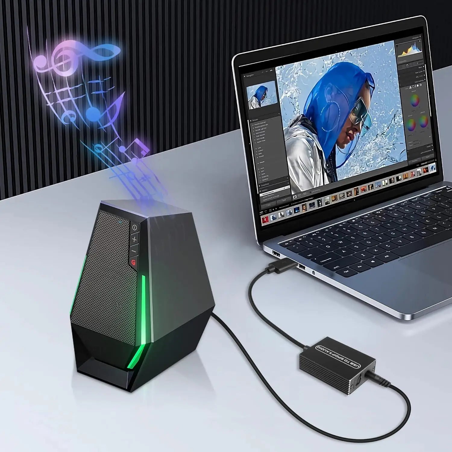 USB A sang TOSLINK & 3.5mm - Bộ chuyển âm thanh