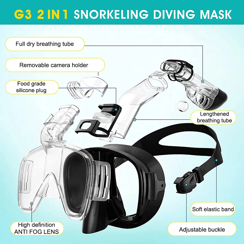 Underwater Snorkeling Half Face Children Swimming Mask Set Scuba Diving Respirator Masks Anti Fog Safe Breathing for Adult