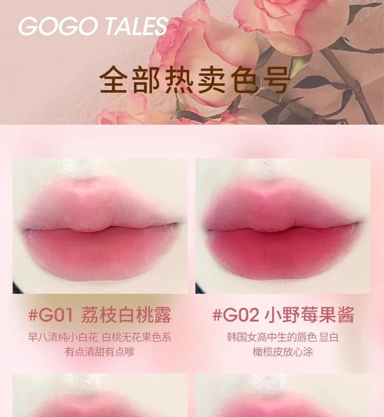 New GoGoTales Chubby Ding Water Mist Non-sticky Lip Gloss Matte Lip Glaze Watery Velvet Cheap Korean Lipsticks Cosmetics Makeups