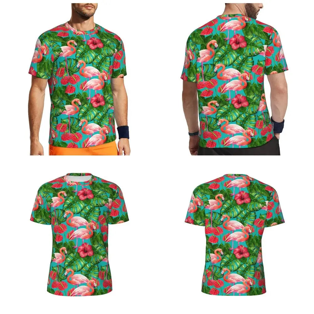 Áo Thun Nam Họa Tiết Lá Nhiệt Đới Màu Sắc Cá Tính