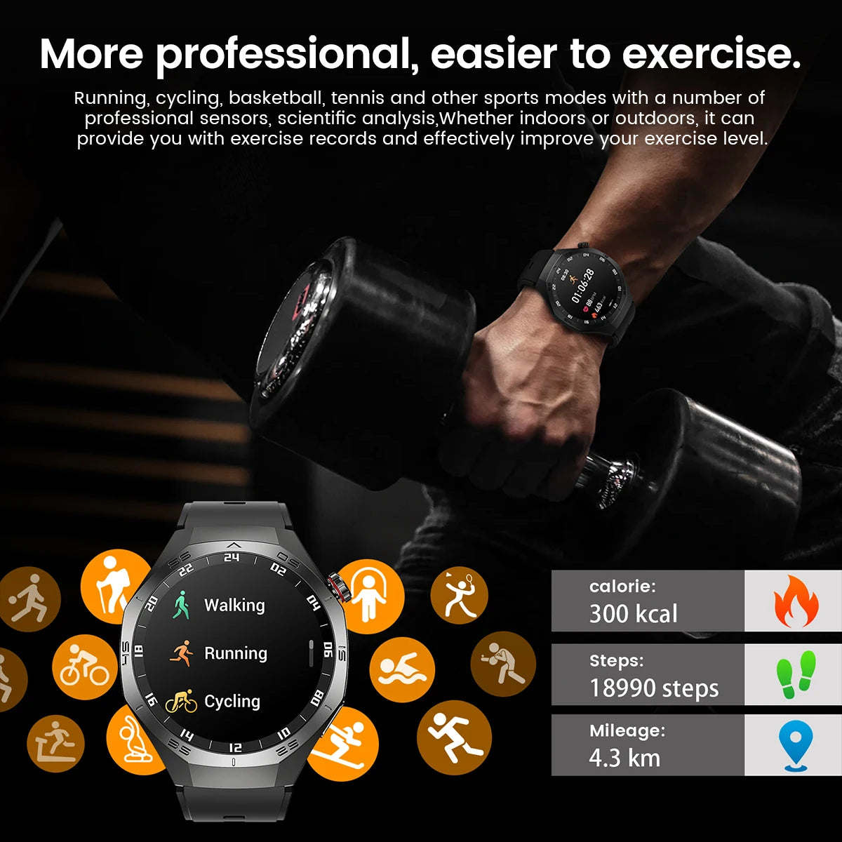 GUHUAVMI GT5 Pro GPS Smart Watch, BT Calling