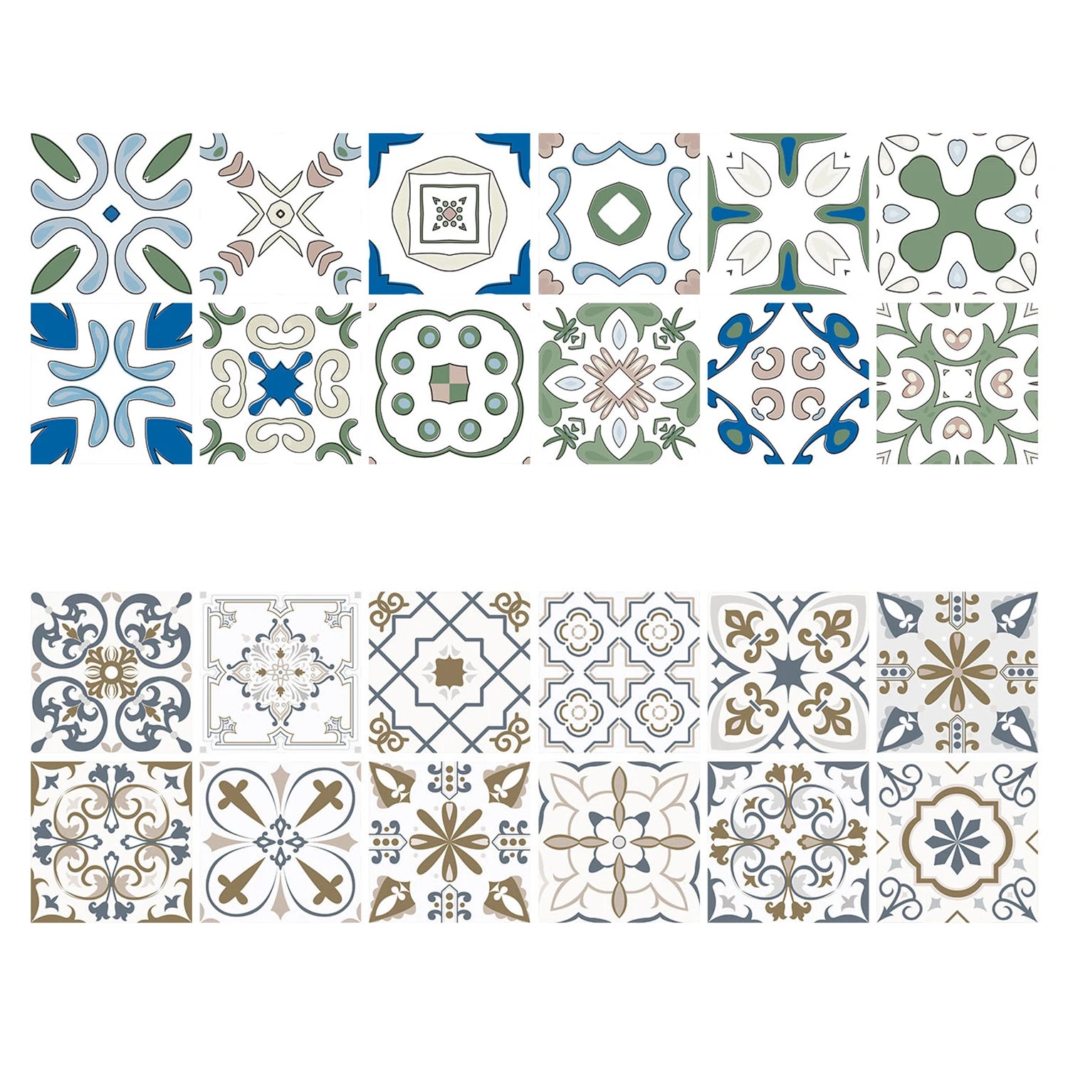 24pcs Of Exquisite Colorful Tile Stickers European Style Wall Stickers Pvc Waterproof Bathroom Kitchen Self-Adhesive Wallpaper
