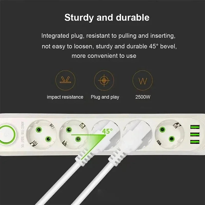 Ổ Cắm Điện Đa Năng 3/4/5 Cổng USB 2500W EU Plug - Daisan Mart