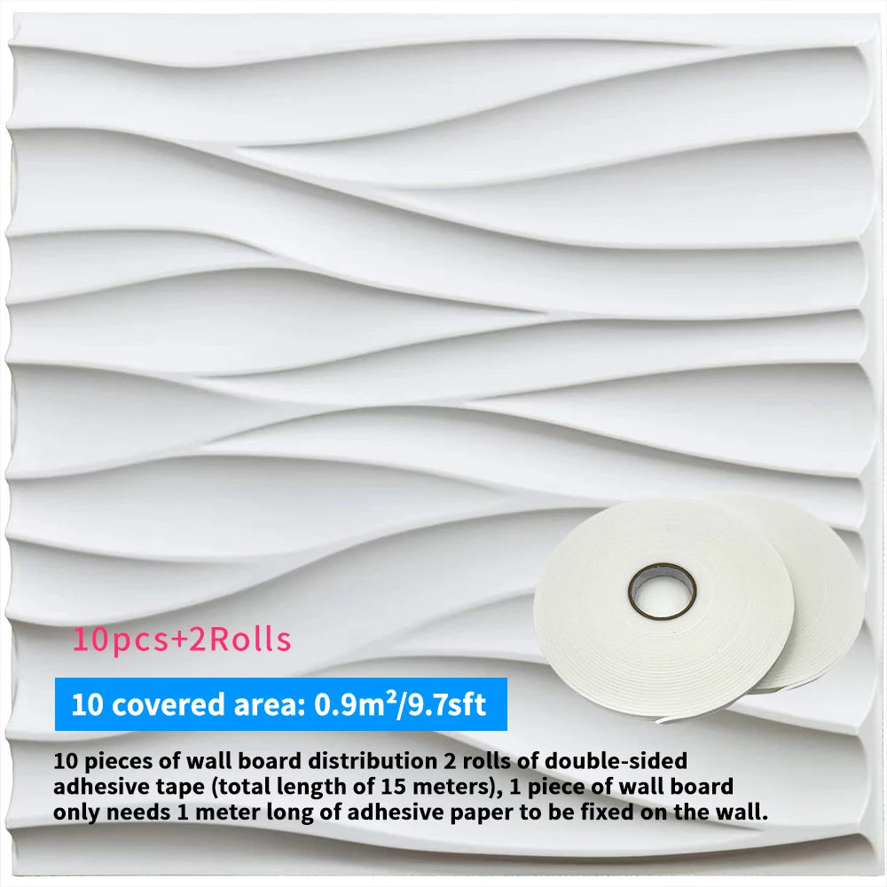 3D Wave Wall Panels 30x30cm Living Room Decoration