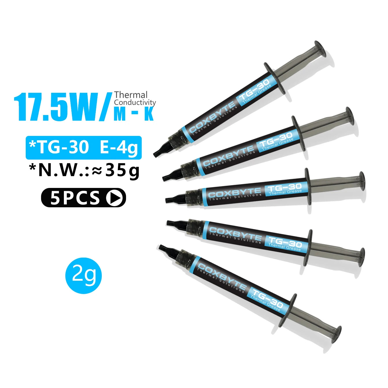 Coxbyte TG-30 Thermal Paste 17.5W-mk for AMD Intel Processor CPU Cooler Computer Cooling Fan VGA GPU Compound Heatsink Plaster