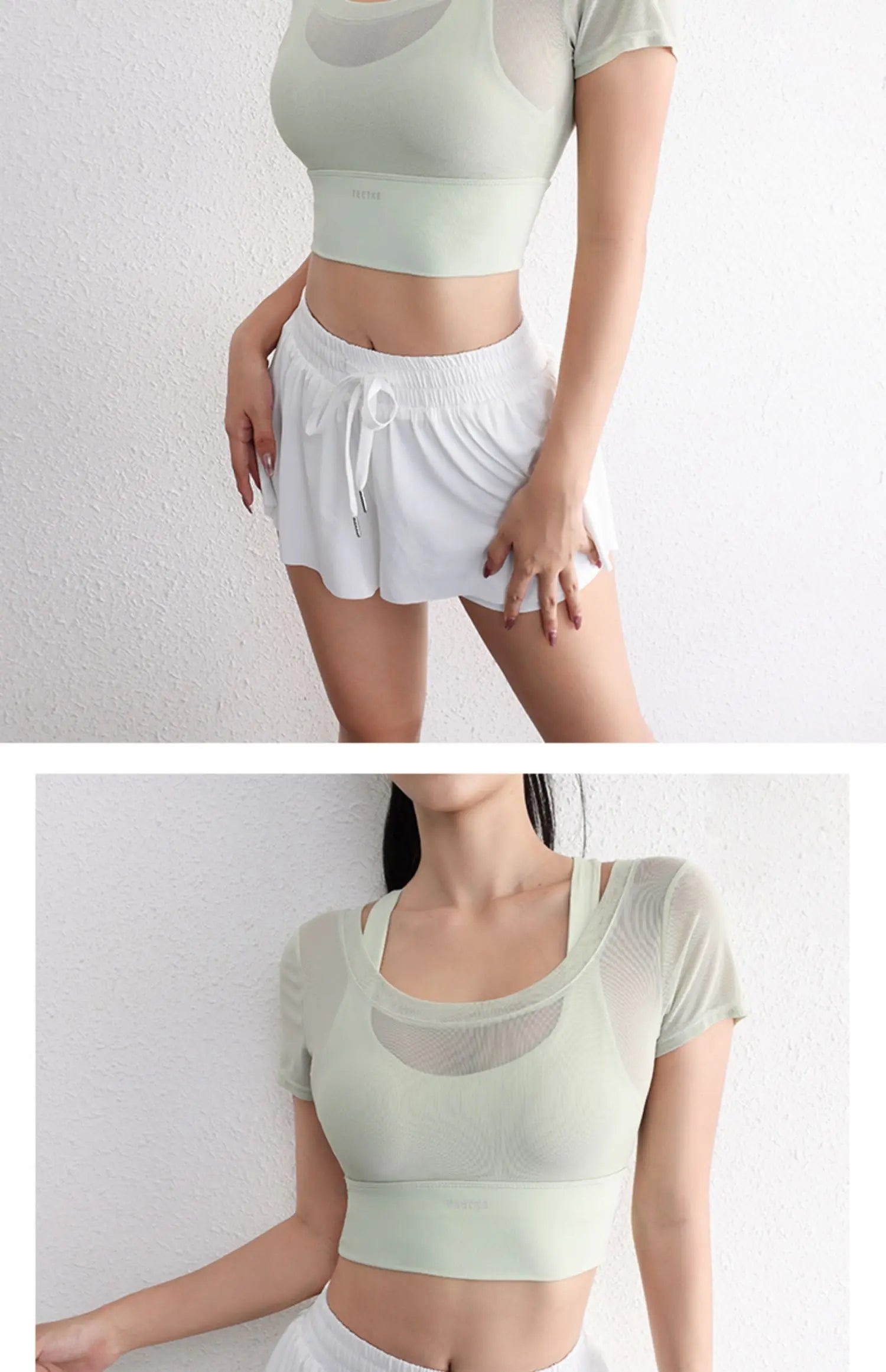 Áo Croptop Lưới Thoáng Tập Gym Nữ Năng Động Hè