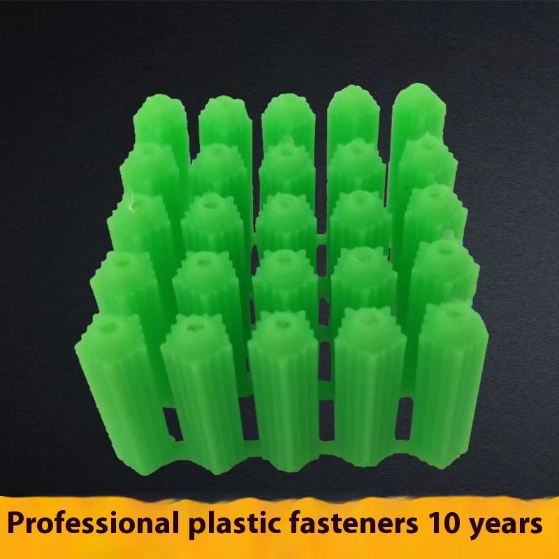 Green plastic expansion bolt factory direct sale, customized sample, bulk sale, free shipping! 