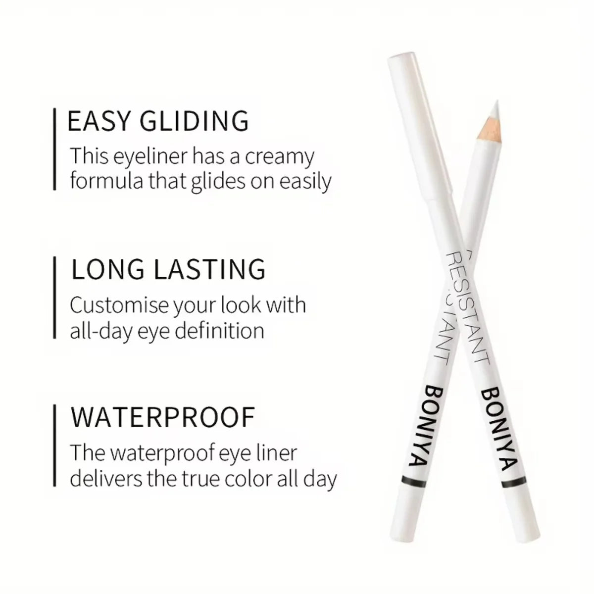 12-Piece White Eyeliner Waterproof Long Lasting Fashion