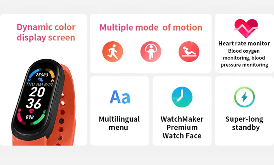 Đồng Hồ Thông Minh M6 - Theo Dõi Sức Khỏe, Chống Nước