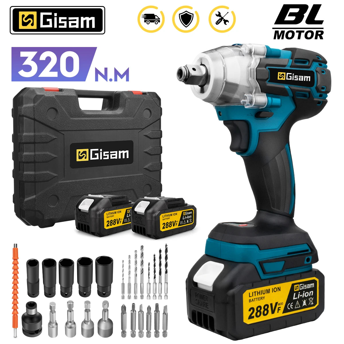Máy Vặn Vít Điện Không Chổi Than Gisam 320N.M - Daisan Mart