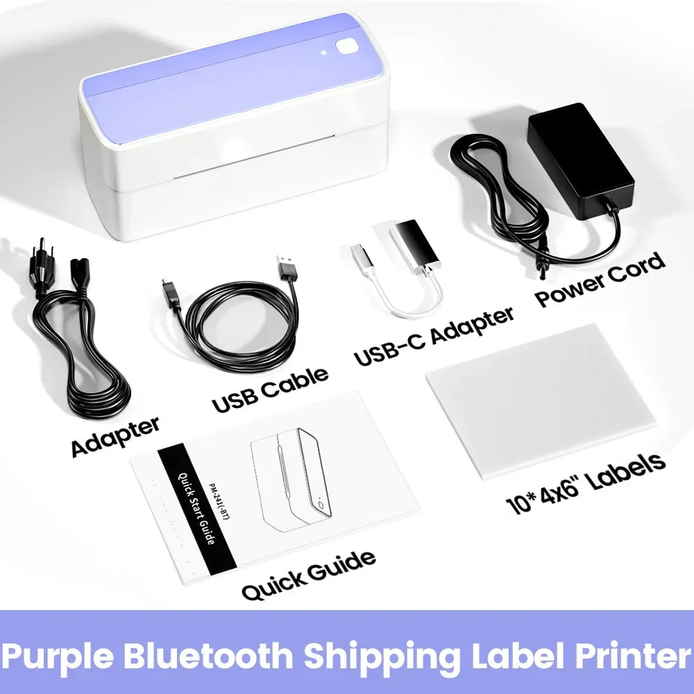 Phomemo 241 Bluetooth Thermal Label Printer Wireless Small Shipping Label Printer 4X6 Compatible with iPhone Android Mac Window - Daisan Mart