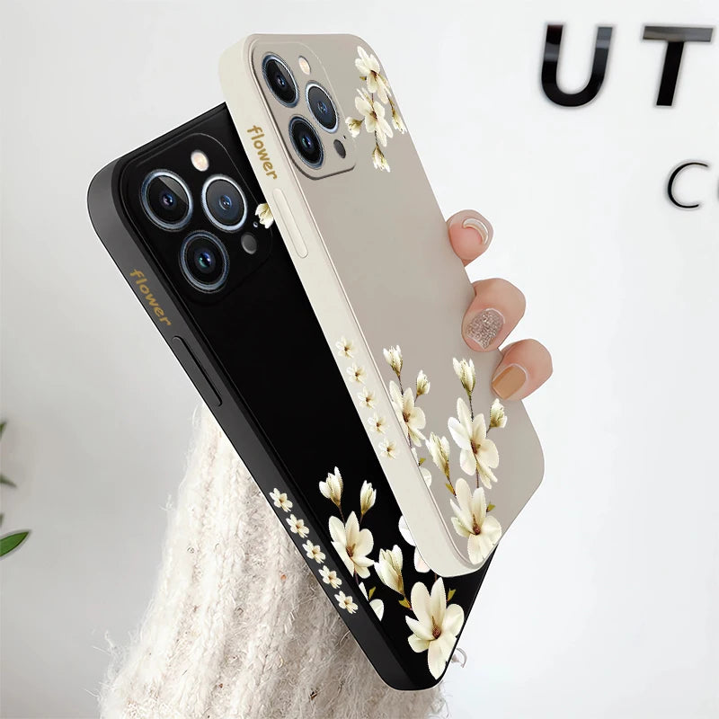 Ốp Lưng Hoa Trắng Xinh Cho iPhone Chống Sốc Silicon
