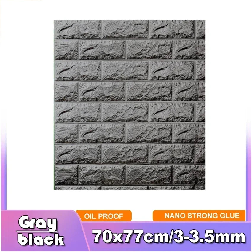 3D Brick Wall Sticker Strong three-dimensional 77*70cm Monochrome and Retro adesivos de parede paper Bring the fun of home life - Daisan Mart