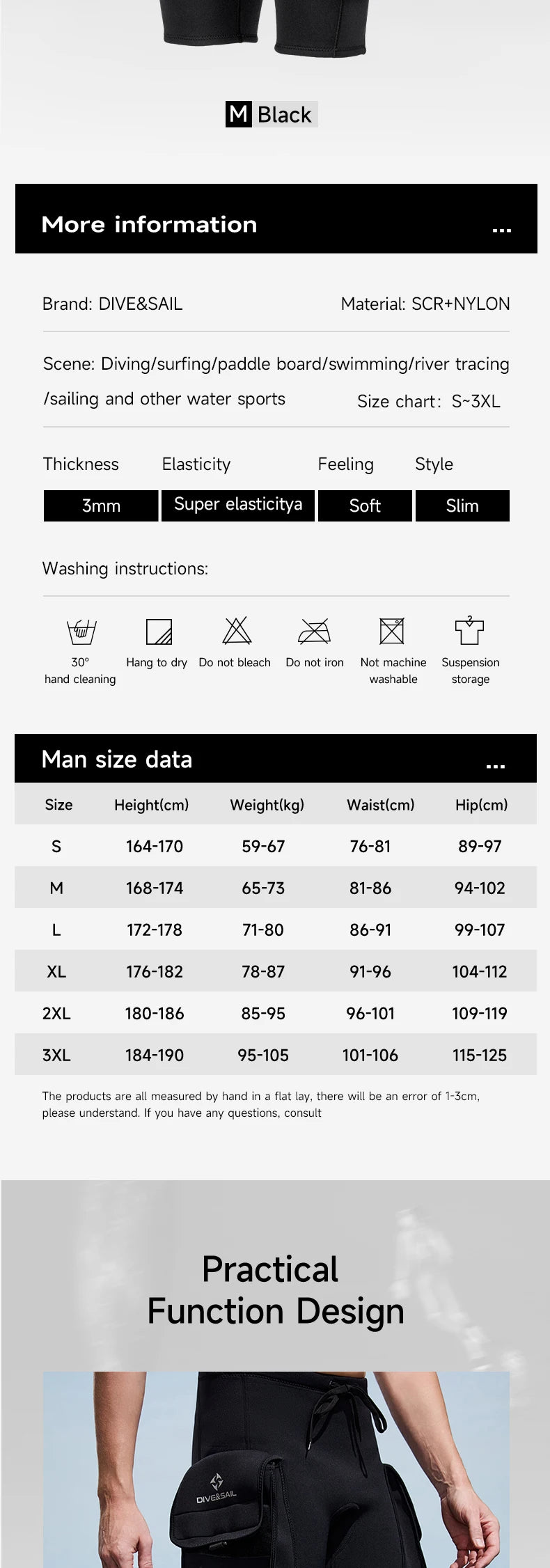 Quần Lặn Nam 3mm Neoprene Có Túi - Đồ Bơi Thể Thao