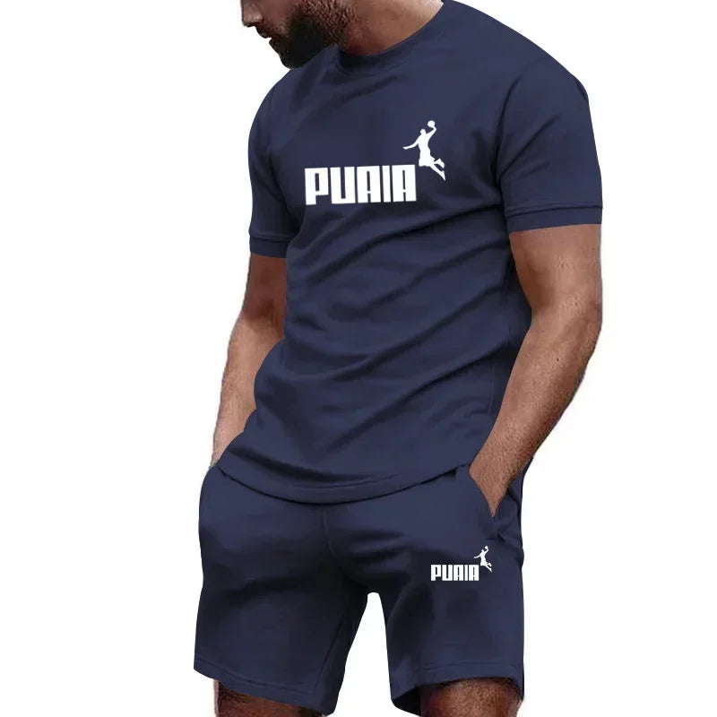 Men's Summer Sports Set - Short Shirt + Breathable Pants
