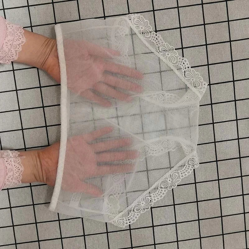 Full Transparent Panties Black White Sexy Lady Summer Traceless Brief Thin Breathable Quick Dry Mesh Lace Underwear Femal pants