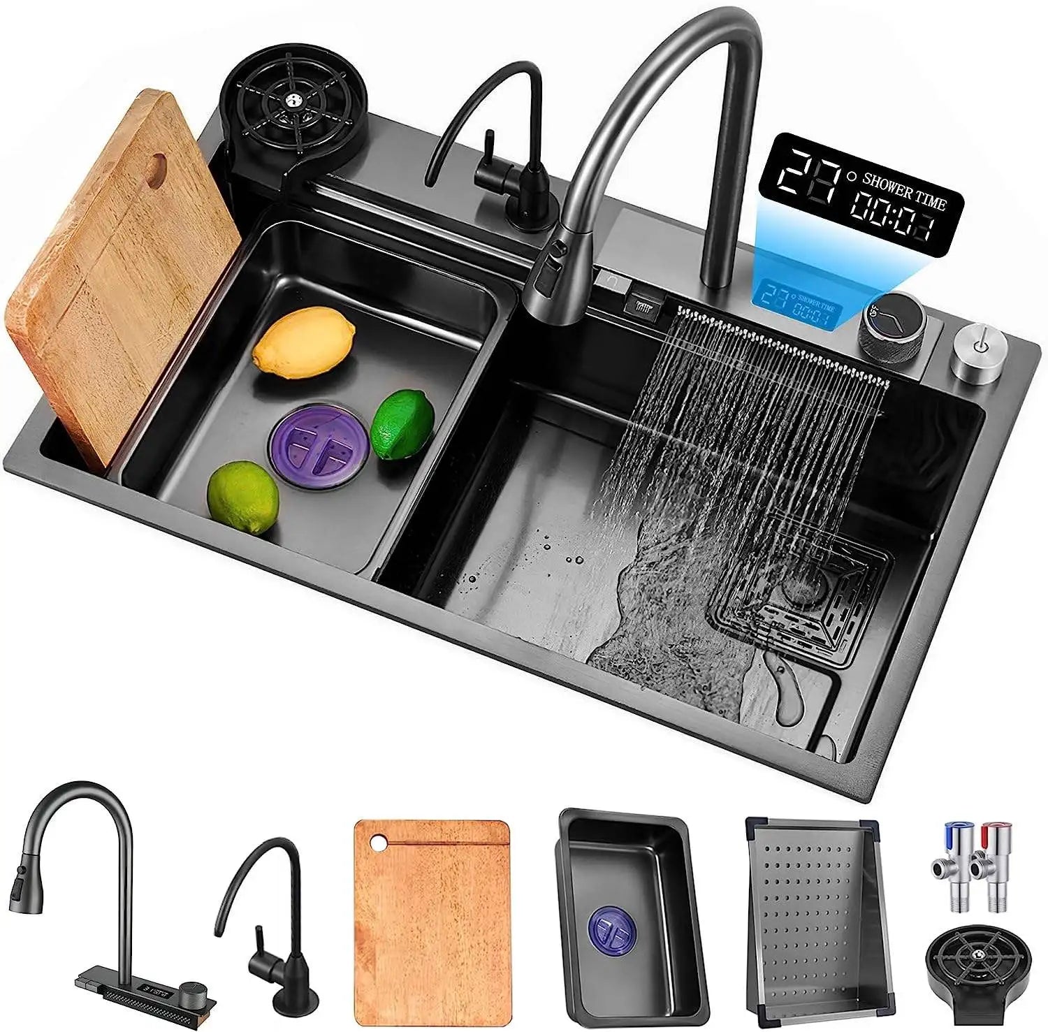 Gunmetal Gray Smart Sink LED Temperature With Faucet