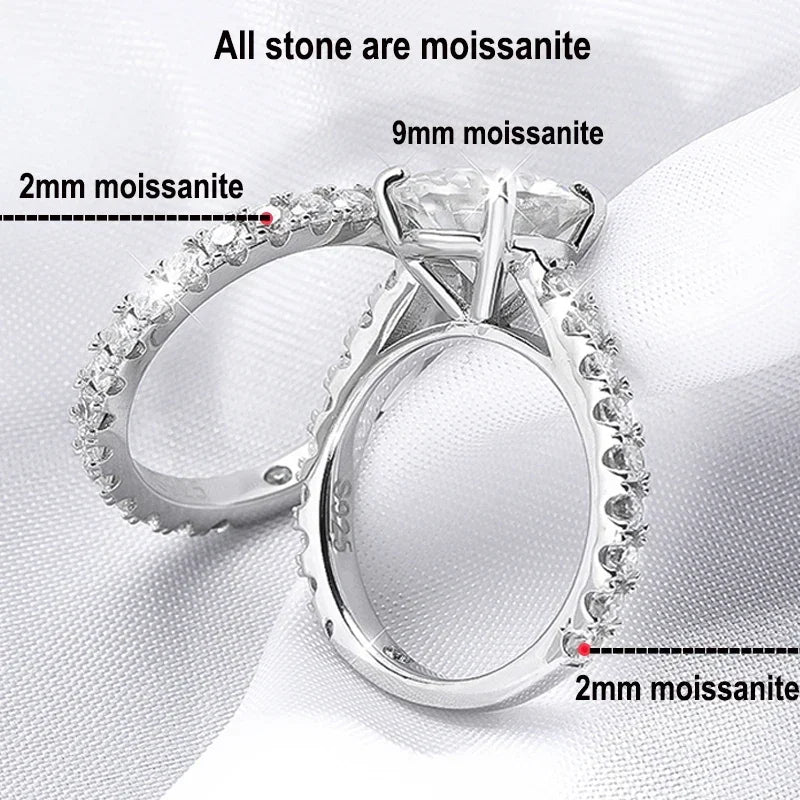 925 Silver Moissanite D Color Women's Wedding Ring With Certificate