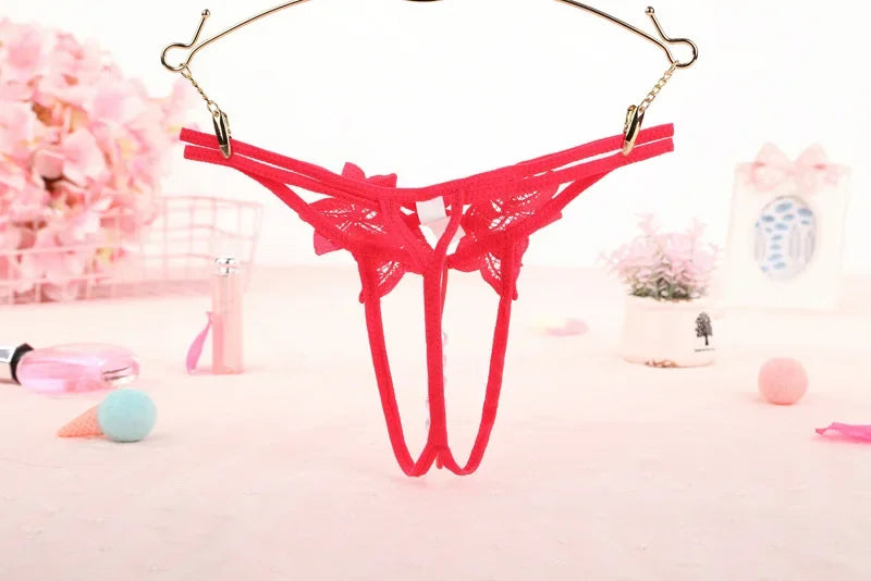 Women's Panties Sexy Lingerie Pearl Thongs Crotch Opening G-strings Temptation Women Underwear Erotic Female Underpants