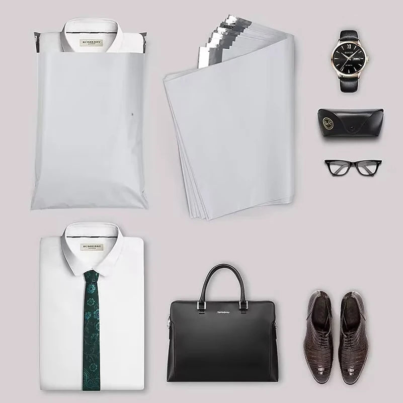 50Pcs Shipping Envelope Bags Plastic Express Envelope Storage Bags Gray White Color Mailing Bags Self Adhesive Seal Courier Bag