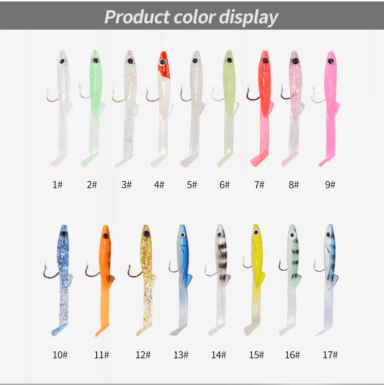 Afishlure Pesca Eel Soft Fishing Lure Glow Soft Bait with Hook Sea Fishing Tackle Raglou Fishing Lure 3pcs 55mm