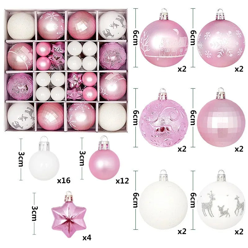 Christmas Balls for Tree Decoration 44 Pieces 3/6CM