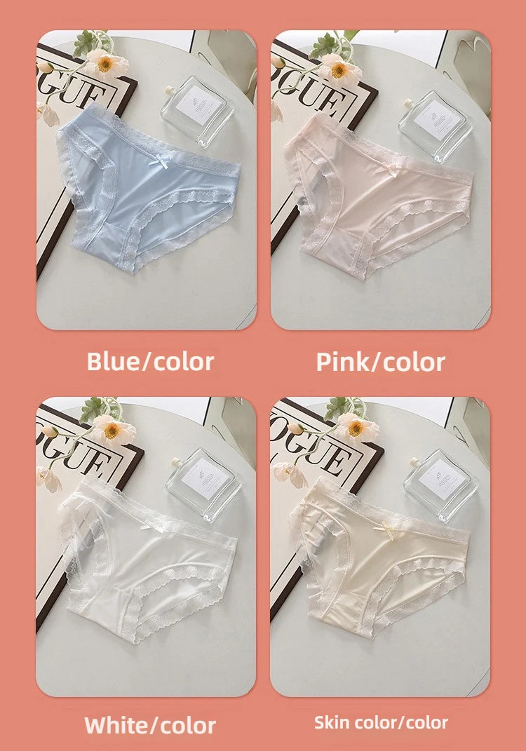 3 Pieces Women's Underwear, Thin, Cool, Sexy, Summer, Cold Silk