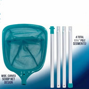Metal Pole Pool Leaf Skimmer Net - Durable Rake for Fine Debris in Inground/Above Ground Pools, Spas, Hot Tubs