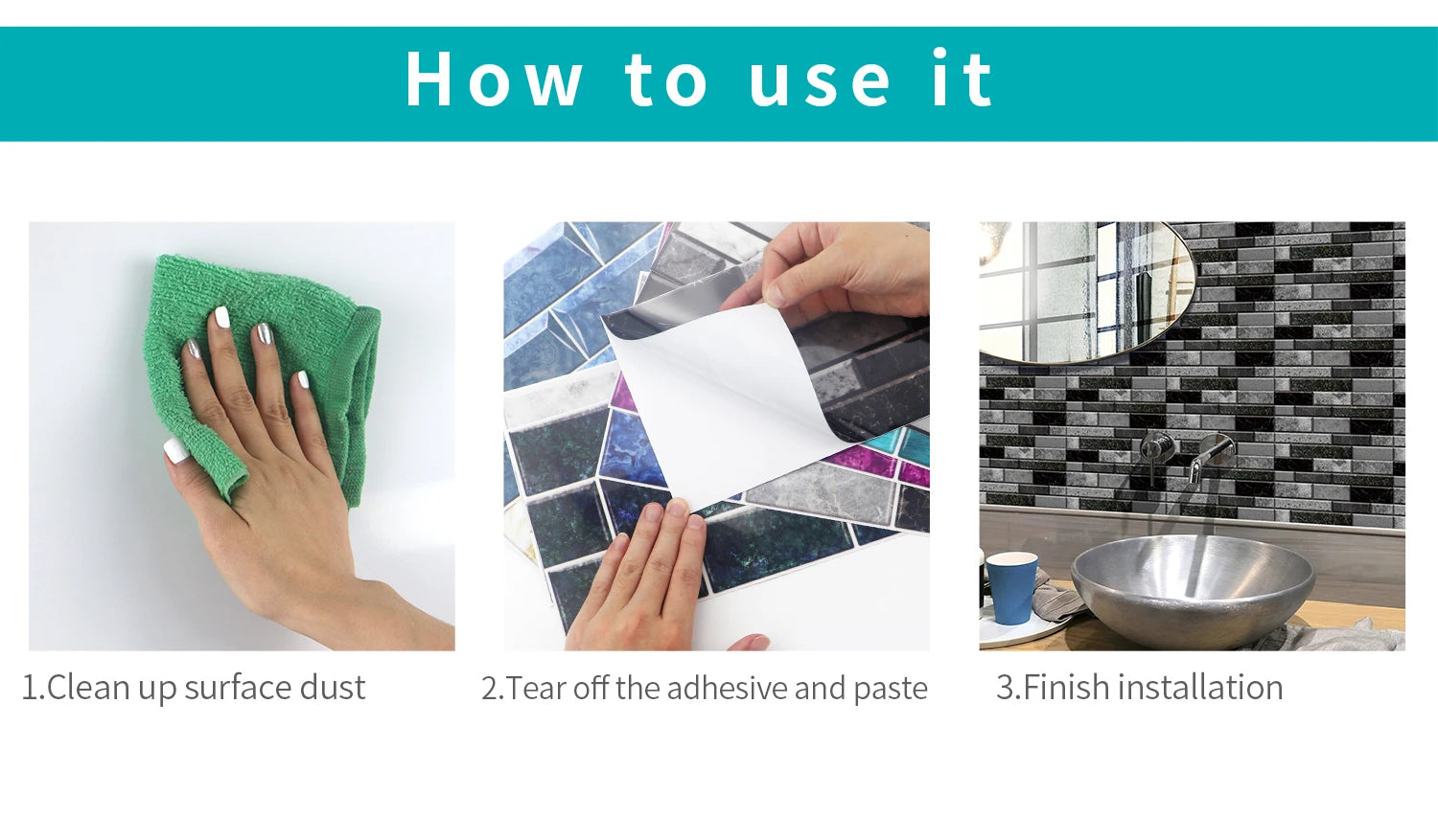 Waterproof Self Adhesive Removable 3D DIY Modern Grayish White Marble Tile Wall Sticker Bathroom Kitchen Cupboard Home Decor