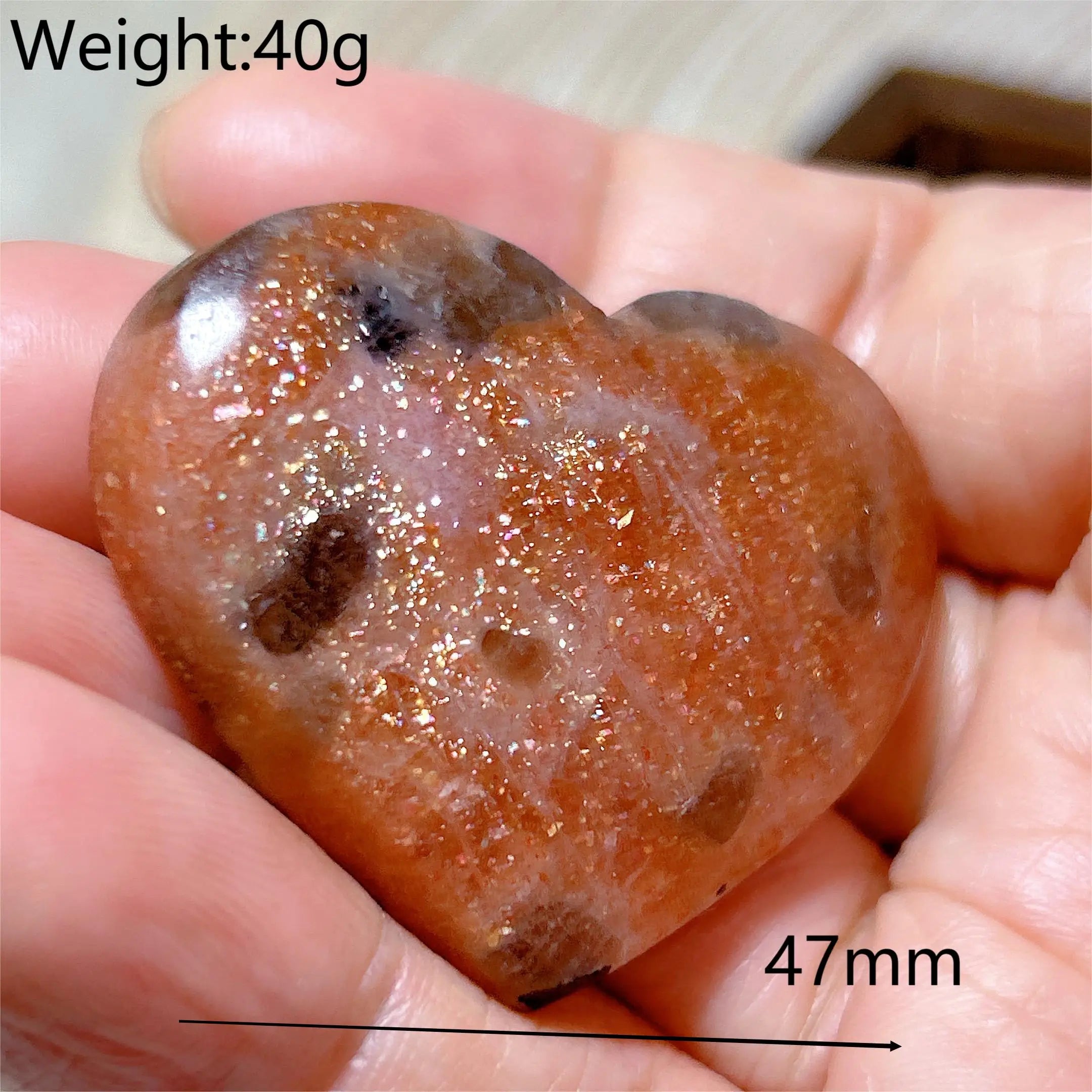Natural Sunstone Heart Shaped Healing Decoration