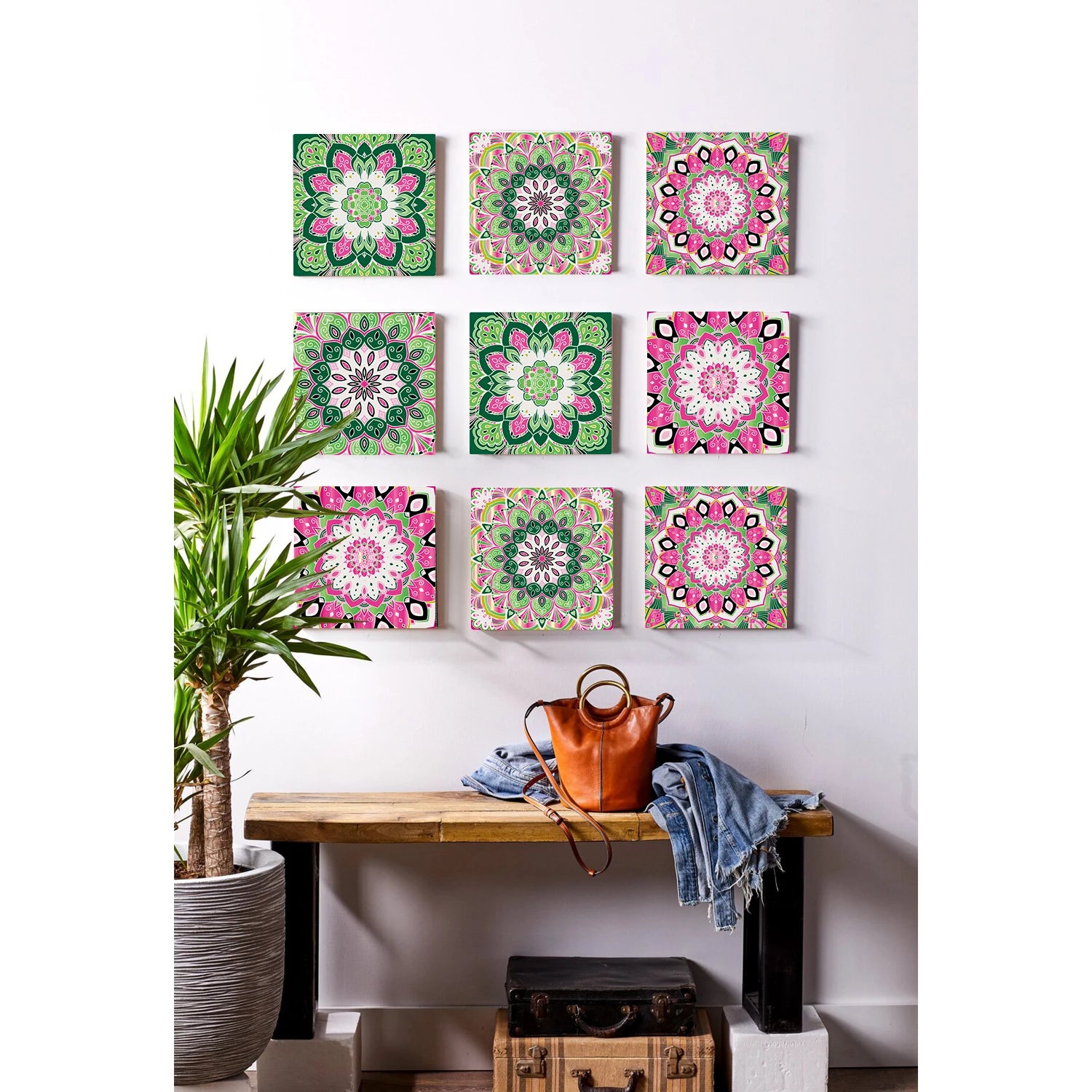 24Pcs European retro style Art Tile Wall Stickers With Self Adhesive Removable Bathroom Kitchen Waterproof Pvc Decal Wallpaper