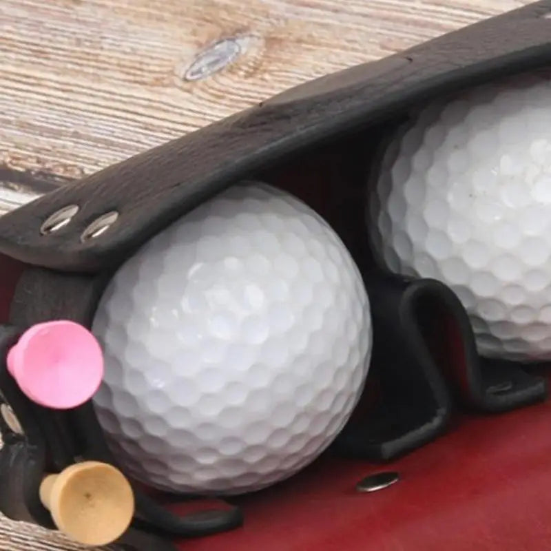 Convenient PU Leather Golf Ball Bag with 2 Balls and 4 Tees on the Hip