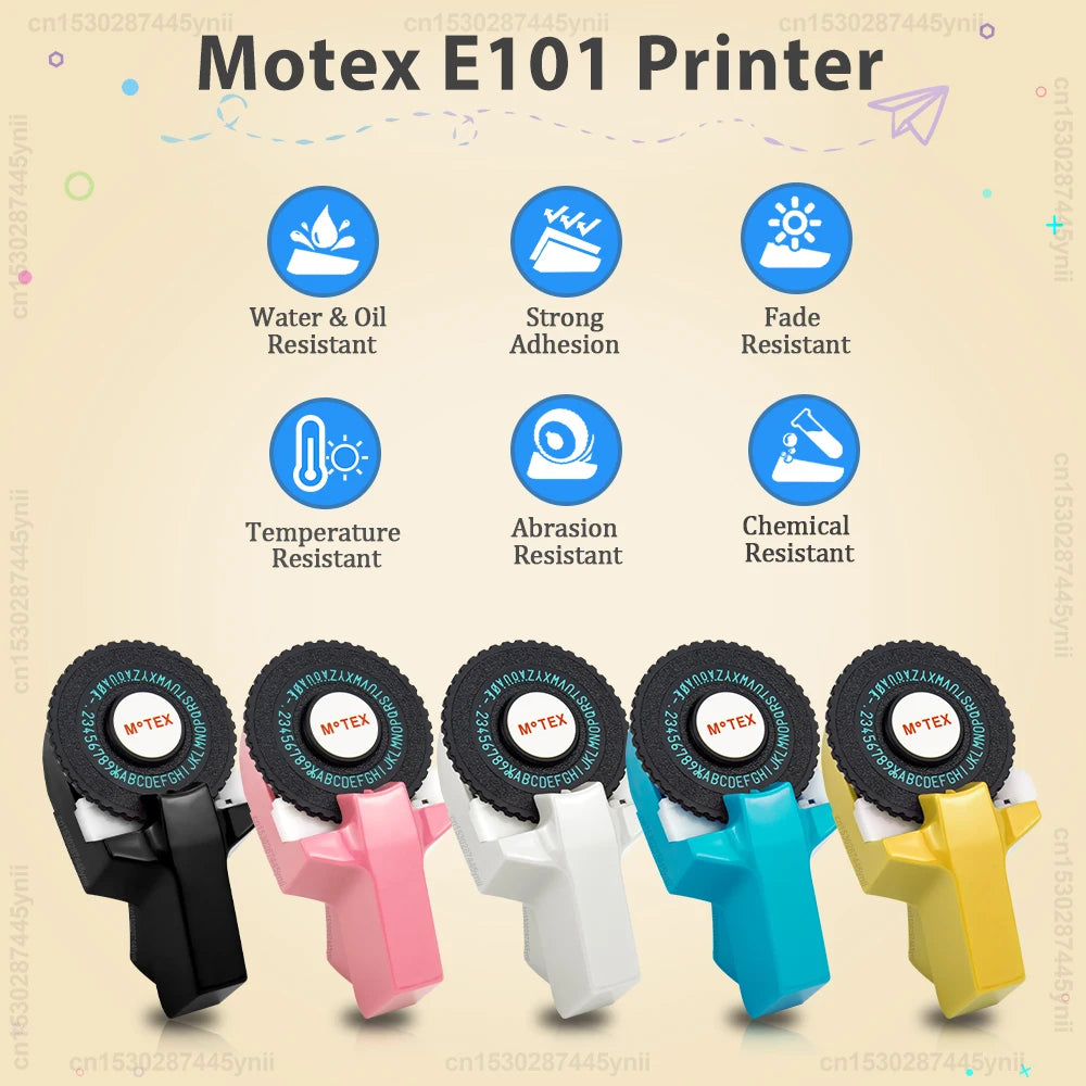 Motex E101 Portable 3D Embossing Label Printer Similar as B90 Dymo 12965 1610 Manual Label Maker DIY Adhesive Dymo 3D Label Tape - Daisan Mart