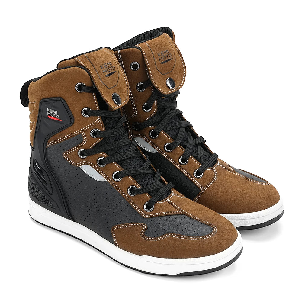 Giày Boots Nam Đi Xe Máy Phản Quang Bảo Hộ Thoáng Khí