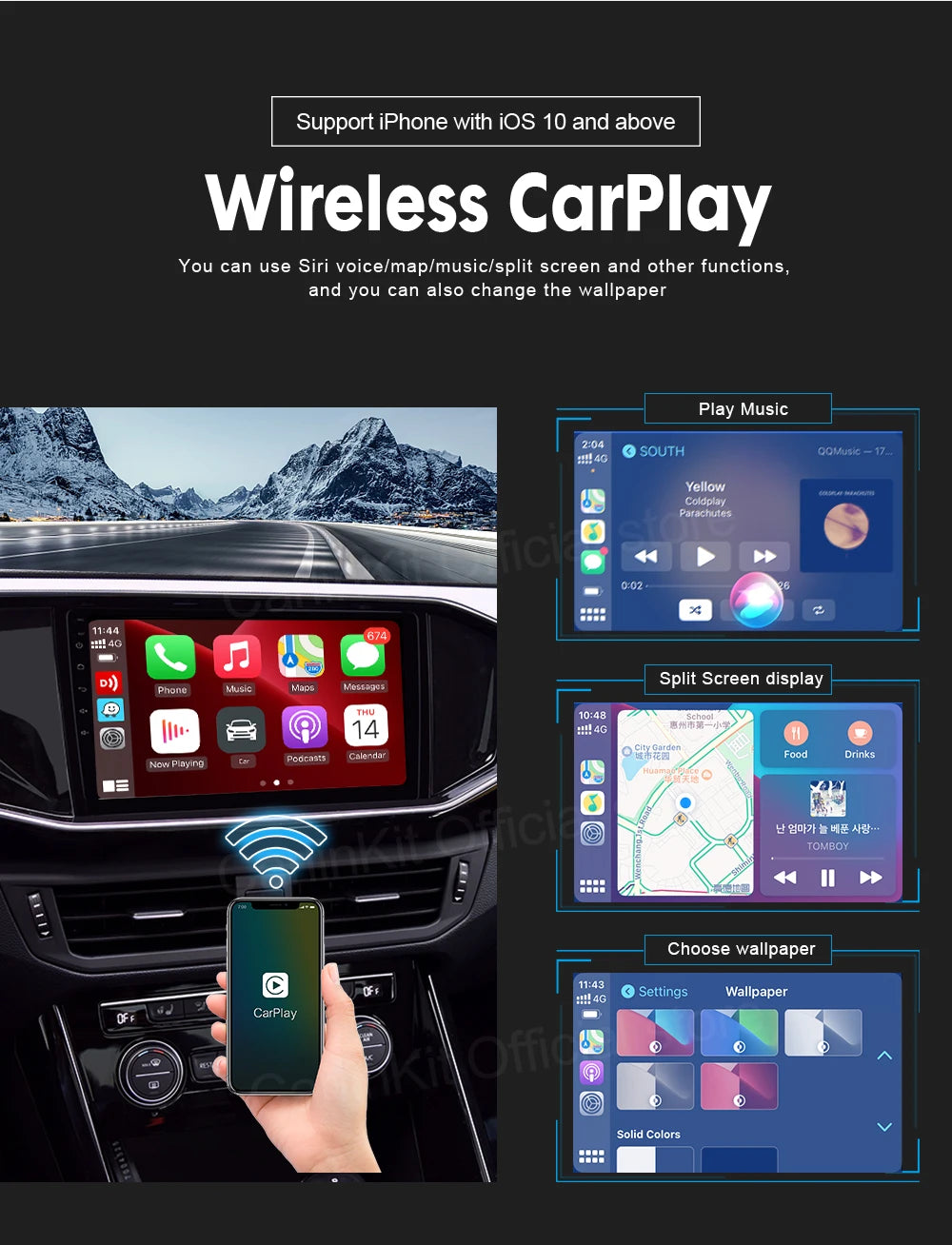 CarlinKit Wred & Wireless Android Auto & CarPlay Dongle Car USB Adapter For Aftermarket Android Car Radio Mirrorlink Split Sceen