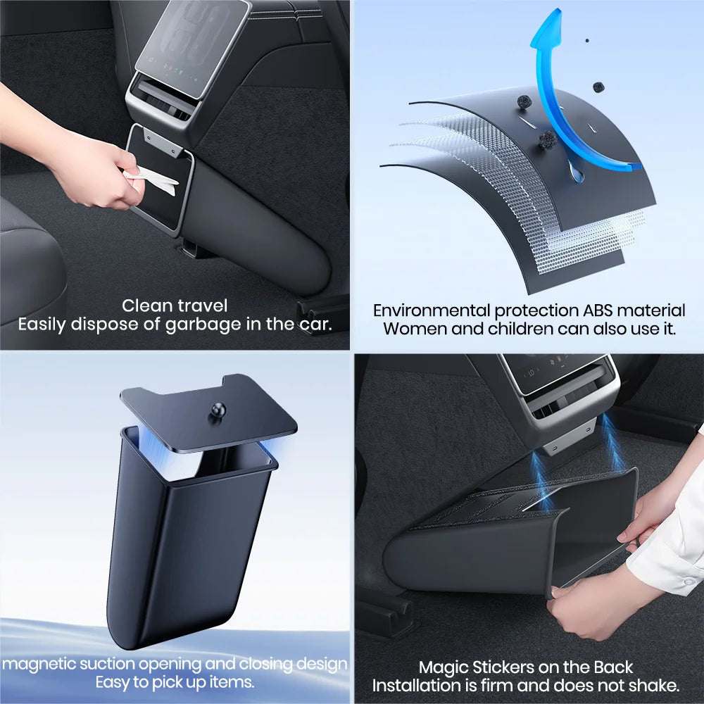 YZ Rear Seat Trash Can For Tesla Model 3 Y Highland Juniper Rear Interior Storage Box Magnetic garbage bin Car Accessories - Daisan Mart
