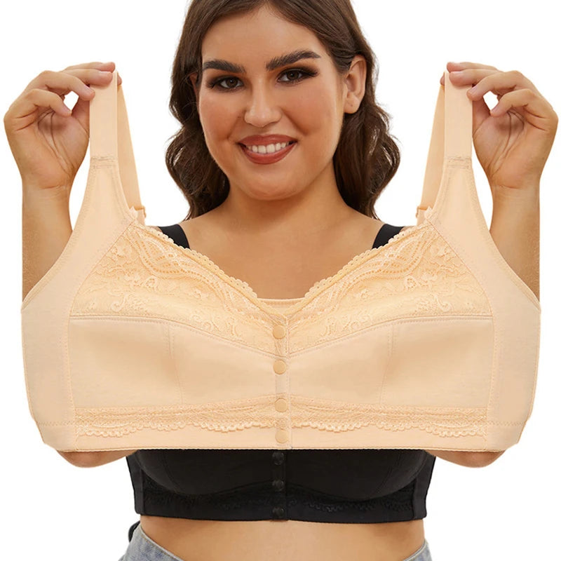 Large size AG lace bra, push-up bra, no underwire, front closure