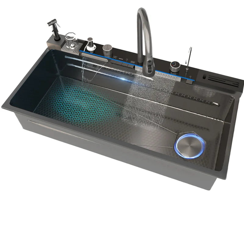 New Techology Modern Stainless Steel Waterfall Kitchen Sinks Smart 304 Stainless Steel Single Bowl Kitchen Sink - Daisan Mart