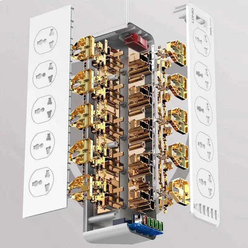 Ổ Cắm Đa Năng 10 Lỗ 4 USB 1 Cổng Sạc Nhanh Type C
