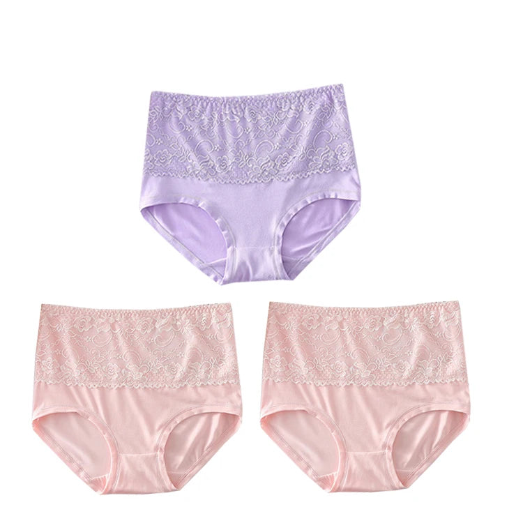 Women's High Waist Loose Fit Breathable Milk Lace Underwear