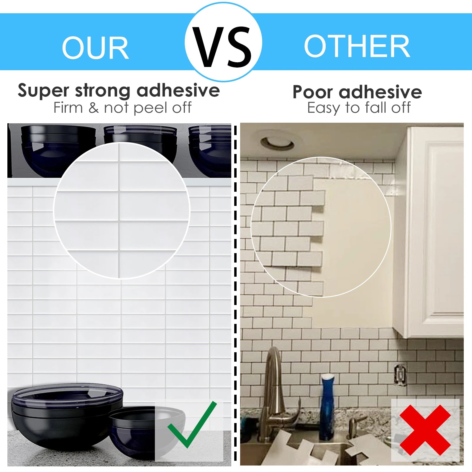 Peel and Stick Tiles Vinyl Wallpaper Self Adhesive Waterproof Wall Stickers for Home Decoration