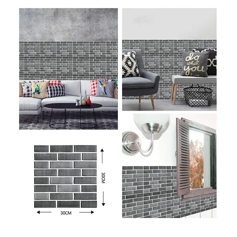 5/10PCS Stereo Wall Stickers Self-adhesive Wallpaper Brick Pattern Creative Stick Heatproof Vinyl Waterproof Kitchen Home Decor