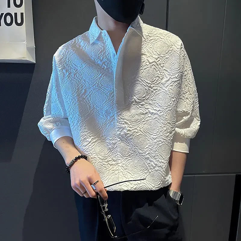 Latest Classy 2025 Men's White Half-Sleeve Shirt