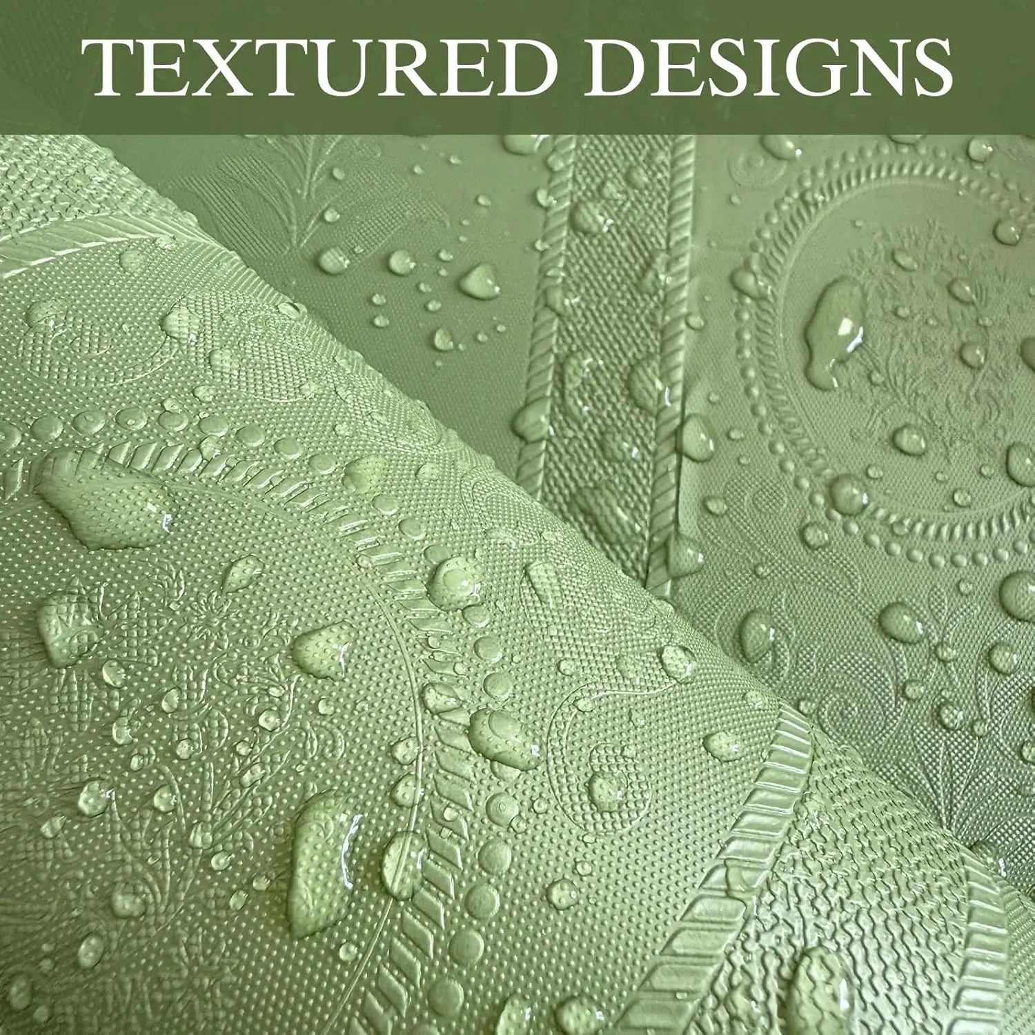 3D Green Embossed Peel and Stick Wallpaper Damask Textured Self Adhesive Wallpaper Modern Floral  Contact Paper for Living Room