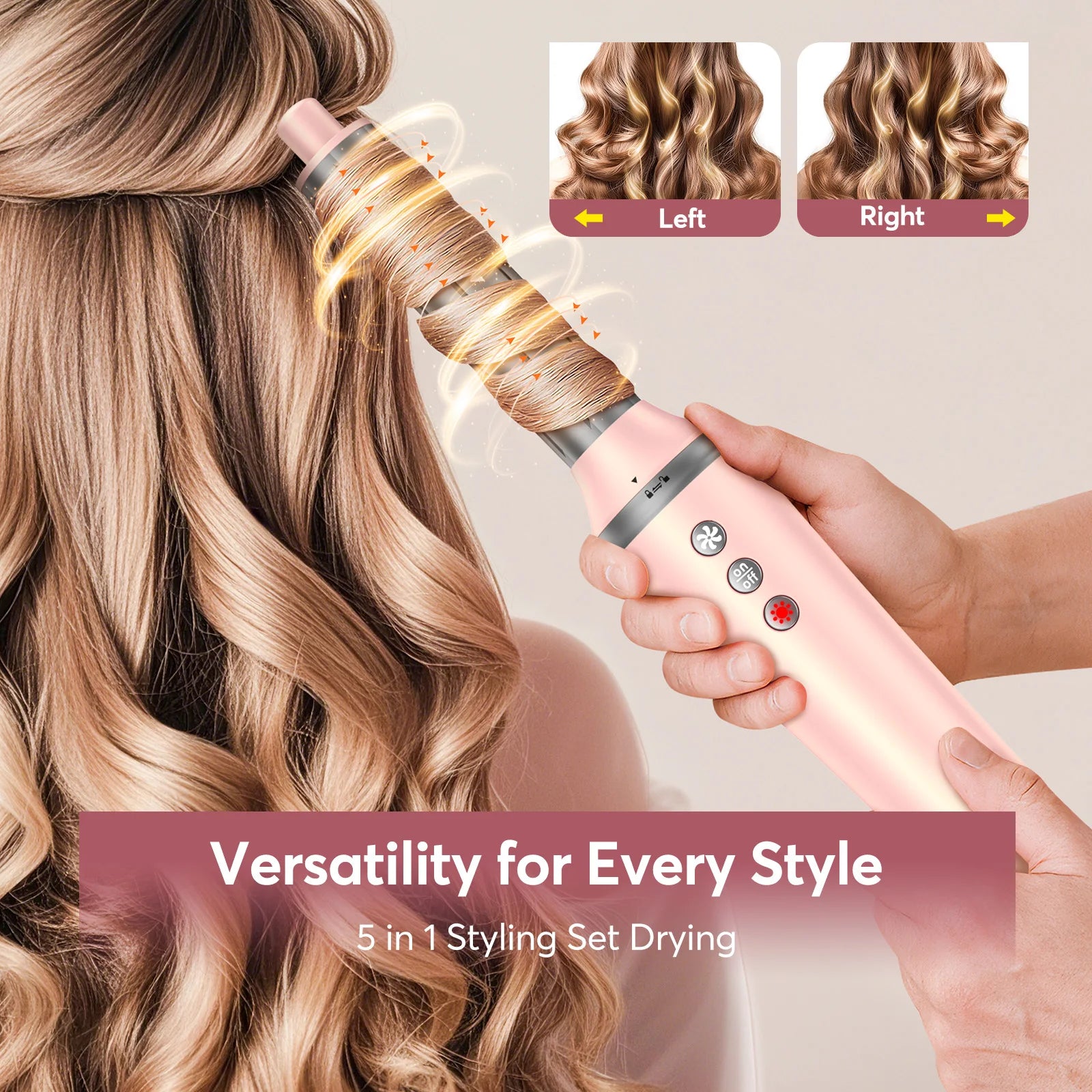 High Speed ​​5 in 1 Hair Dryer Hot Air Comb Set,Hair Brush Curling Iron Hair Straightener Styling Tool For Blow Dryer Gift Box