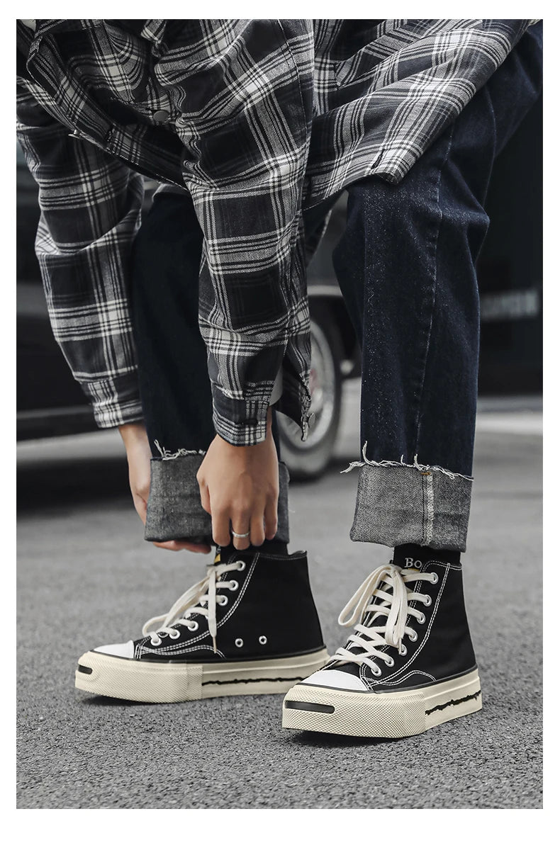 Giày Sneaker Nam Cổ Cao Phong Cách Đường Phố Xanh