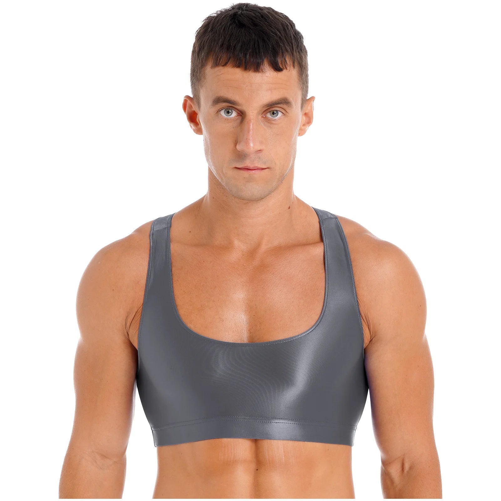 Áo Croptop Nam Thể Thao Bóng Đẹp U Neck Tập Gym Yoga