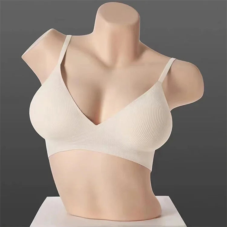 Sexy women's bra without underwire, deep V neck, personality straps